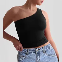 Women's T-shirt One Shoulder T-Shirts Casual Solid Color main image 4