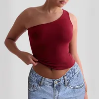 Women's T-shirt One Shoulder T-Shirts Casual Solid Color sku image 10