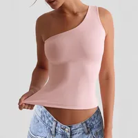 Women's T-shirt One Shoulder T-Shirts Casual Solid Color main image 2
