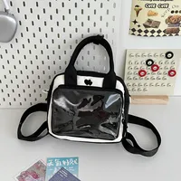 Women's Medium Nylon Color Block Heart Shape Solid Color Basic Square Zipper Functional Backpack Handbag Crossbody Bag sku image 1