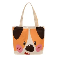 Women's Large Canvas Dog Cat Cute Sewing Thread Square Zipper Canvas Bag main image 3