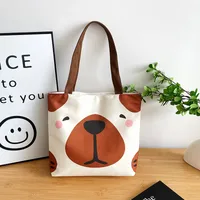 Women's Large Canvas Dog Cat Cute Sewing Thread Square Zipper Canvas Bag sku image 4