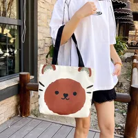 Women's Large Canvas Dog Cat Cute Sewing Thread Square Zipper Canvas Bag main image 4