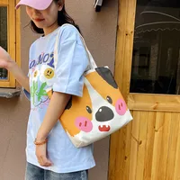 Women's Large Canvas Dog Cat Cute Sewing Thread Square Zipper Canvas Bag main image 5