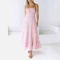 Women's Strap Dress Vacation Simple Style Halter Neck Sleeveless Solid Color Midi Dress Holiday Daily main image 5