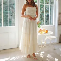 Women's Strap Dress Vacation Simple Style Halter Neck Sleeveless Solid Color Midi Dress Holiday Daily sku image 16