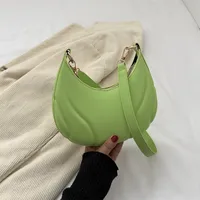 Women's Pu Leather Solid Color Streetwear Sewing Thread Dumpling Shape Zipper Shoulder Bag sku image 2