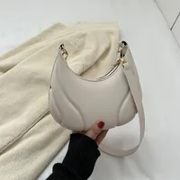 Women's Pu Leather Solid Color Streetwear Sewing Thread Dumpling Shape Zipper Shoulder Bag sku image 6