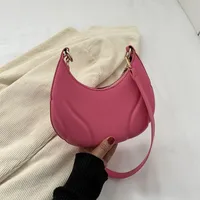Women's Pu Leather Solid Color Streetwear Sewing Thread Dumpling Shape Zipper Shoulder Bag sku image 4