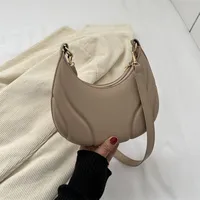Women's Pu Leather Solid Color Streetwear Sewing Thread Dumpling Shape Zipper Shoulder Bag sku image 3