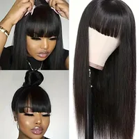 Women's Simple Style Weekend Street High Temperature Wire Bangs Long Straight Hair Wigs main image 4