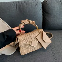 Women's Small PU Plaid Elegant Classic Style Pleated Square Magnetic Buckle Crossbody Bag sku image 3