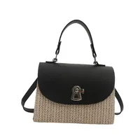 Women's PU Straw Multicolor Basic Classic Style Sewing Thread Square Flip Cover Square Bag main image 6
