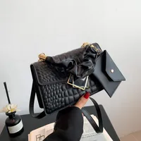 Women's Small PU Plaid Elegant Classic Style Pleated Square Magnetic Buckle Crossbody Bag main image 2