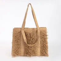 Women's Large Paper Solid Color Elegant Streetwear Straw Square Zipper Straw Bag main image 1
