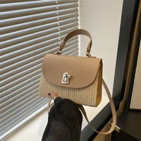 Women's PU Straw Multicolor Basic Classic Style Sewing Thread Square Flip Cover Square Bag main image 2