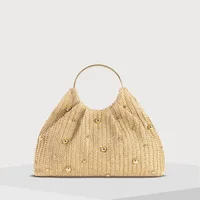 Women's Medium Straw Solid Color Elegant Streetwear Straw Cylindrical Magnetic Buckle Handbag main image 1