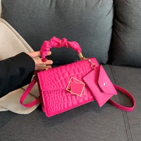 Women's Small PU Plaid Elegant Classic Style Pleated Square Magnetic Buckle Crossbody Bag sku image 6