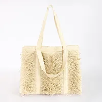 Women's Large Paper Solid Color Elegant Streetwear Straw Square Zipper Straw Bag main image 3