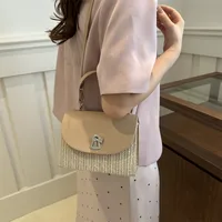 Women's PU Straw Multicolor Basic Classic Style Sewing Thread Square Flip Cover Square Bag main image 4