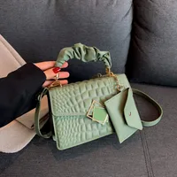 Women's Small PU Plaid Elegant Classic Style Pleated Square Magnetic Buckle Crossbody Bag sku image 5