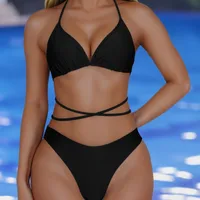 Women's Sexy Solid Color Backless 2 Pieces Set Swimwear main image 4