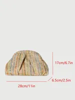 Women's Small Straw Multicolor Elegant Streetwear Straw Shell Clamp Ruched Bag main image 2