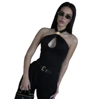 Women's Wrap Crop Top Sleeveless T-Shirts Hollow Out Casual Elegant Sexy Solid Color main image 5