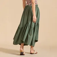 Women's Skirt Elegant Vintage Style Pleated Solid Color Maxi Long Dress Holiday Daily main image 4