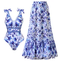 Women's Elegant Lady Streetwear Printing 2 Pieces One Piece Swimwear sku image 2