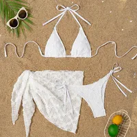 Women's Solid Color 3 Pieces Set Swimwear main image 4