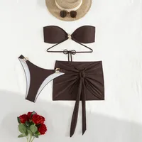 Women's Sexy Solid Color 3 Pieces Set Swimwear sku image 1
