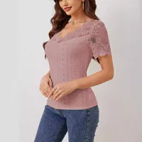 Women's Adults T-shirt Pullovers Short Sleeve T-Shirts Elegant Style Temperament Commuter Solid Color main image 3