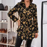 Women's Adults Cardigan Shirt Long Sleeve Blouses Elegant Style Temperament Commuter Plant Flowers main image 2