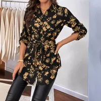 Women's Adults Cardigan Shirt Long Sleeve Blouses Elegant Style Temperament Commuter Plant Flowers main image 3