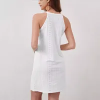 Women's Adults A- Line Skirt Elegant Style Temperament Commuter Round Neck Pullovers Lace Short Sleeve Solid Color Above Knee Date Tea Party main image 2
