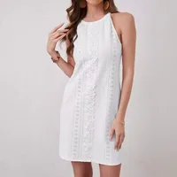 Women's Adults A- Line Skirt Elegant Style Temperament Commuter Round Neck Pullovers Lace Short Sleeve Solid Color Above Knee Date Tea Party main image 3