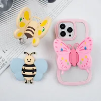 Plastic Bee Butterfly Cute Folding Bracket Phone Cases main image 1