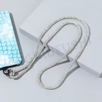 Plastic Rhinestone Solid Color Elegant Glam Mobile Phone Chain Phone Cases main image 4