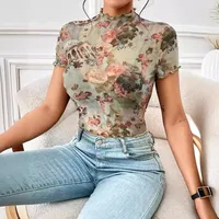 Women's Adults T-shirt Pullovers Short Sleeve T-Shirts Elegant Style Temperament Commuter Plant Flowers main image 4