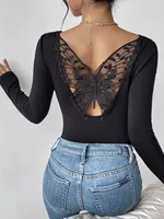 Women's Adults T-shirt Pullovers Long Sleeve T-Shirts Elegant Style Temperament Commuter Solid Color sku image 2