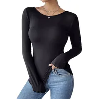 Women's Adults T-shirt Pullovers Long Sleeve T-Shirts Elegant Style Temperament Commuter Solid Color main image 5