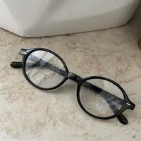Retro Classic Style Color Block Resin Oval Frame Full Frame Glasses main image 3