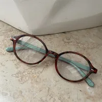Retro Classic Style Color Block Resin Oval Frame Full Frame Glasses main image 4
