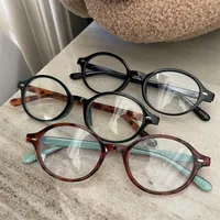 Retro Classic Style Color Block Resin Oval Frame Full Frame Glasses main image 2