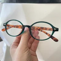 Retro Classic Style Color Block Resin Oval Frame Full Frame Glasses main image 5