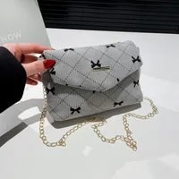 Women's Small Corduroy Fruit Bow Knot Cute Sewing Thread Square Flip Cover Square Bag main image 2