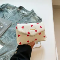 Women's Small Corduroy Fruit Bow Knot Cute Sewing Thread Square Flip Cover Square Bag sku image 1