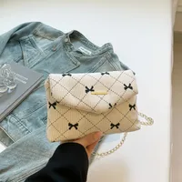 Women's Small Corduroy Fruit Bow Knot Cute Sewing Thread Square Flip Cover Square Bag sku image 5