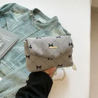 Women's Small Corduroy Fruit Bow Knot Cute Sewing Thread Square Flip Cover Square Bag sku image 4